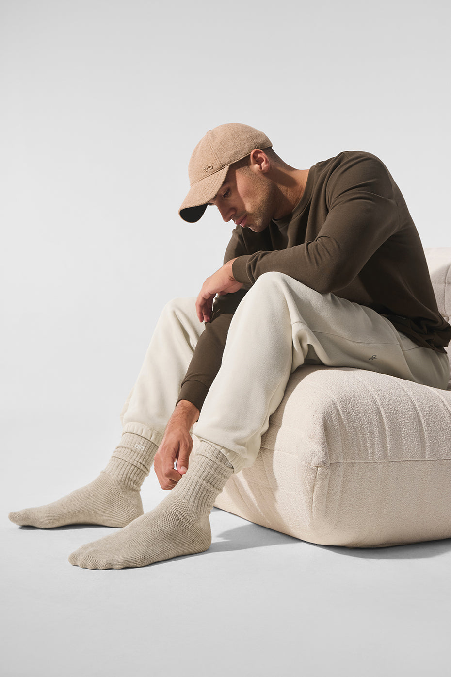Unisex Wool Cashmere Light Frosted Sock - Winter Latte/Ivory - Image 4