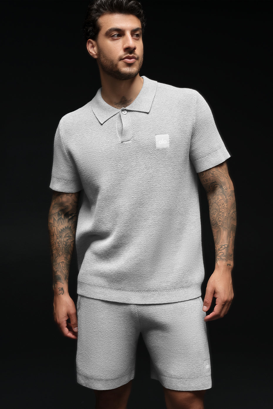 Sports Club Sweater Knit Polo - Athletic Heather Grey - Image 5