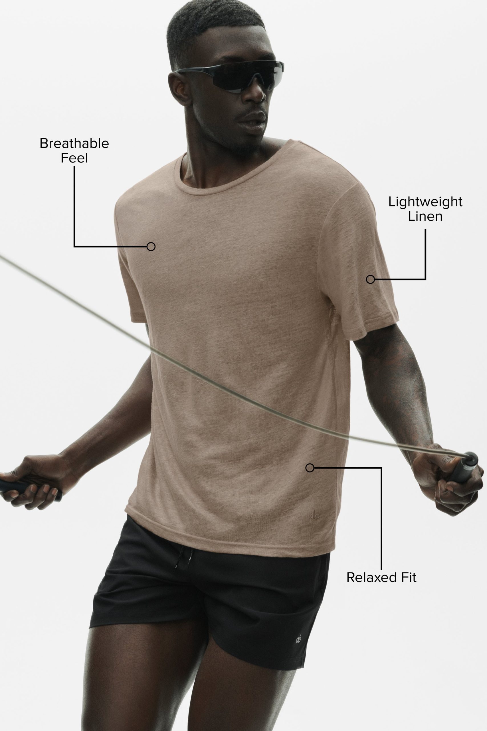 Linen Jersey Coastal Short Sleeve Tee - Gravel - Image 2