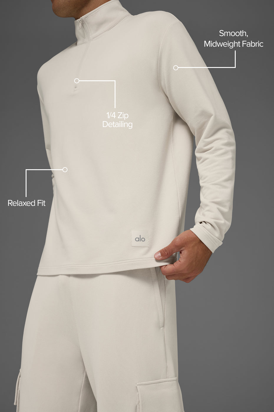 Double Take Long Sleeve 1/4 Zip - Bone - Image 2