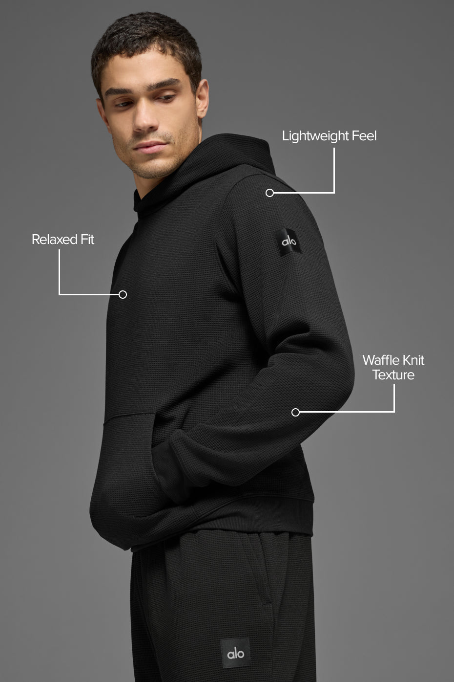 Waffle Lounge Hoodie - Black - Image 2
