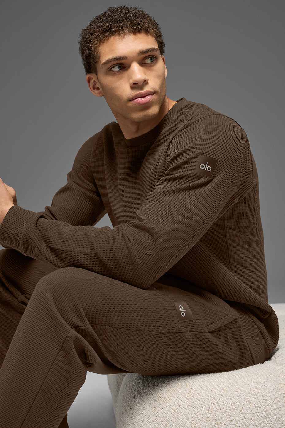 Waffle Lounge Long Sleeve Crew - Espresso - Image 5