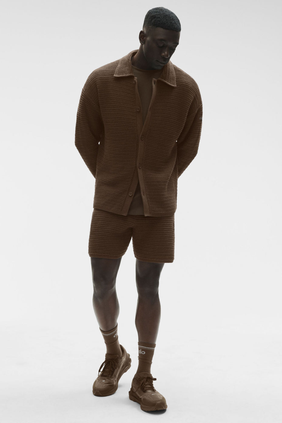 Shift Knit Button Up Long Sleeve - Espresso - Image 6