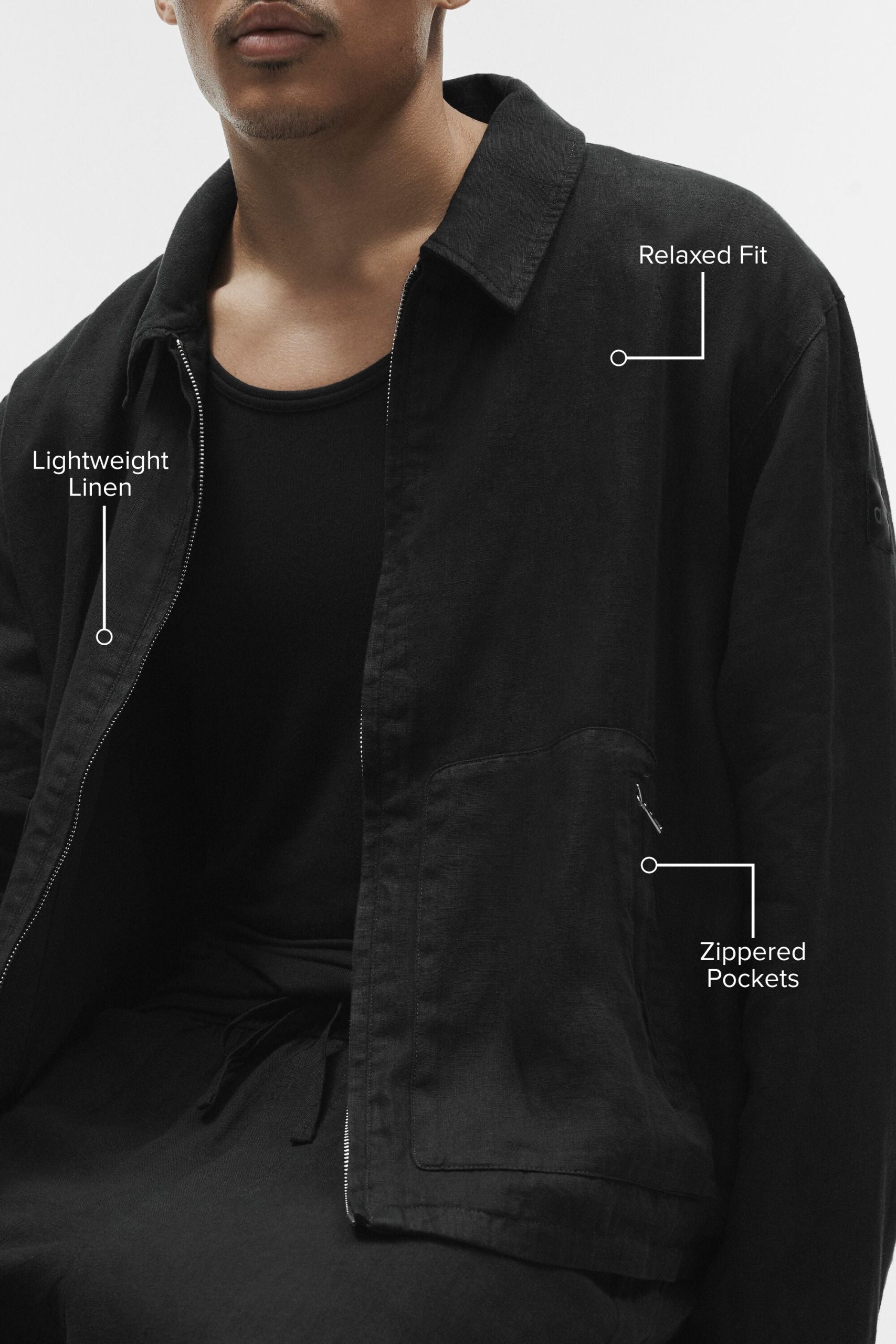 Linen Days Full Zip Jacket - Black - Image 2