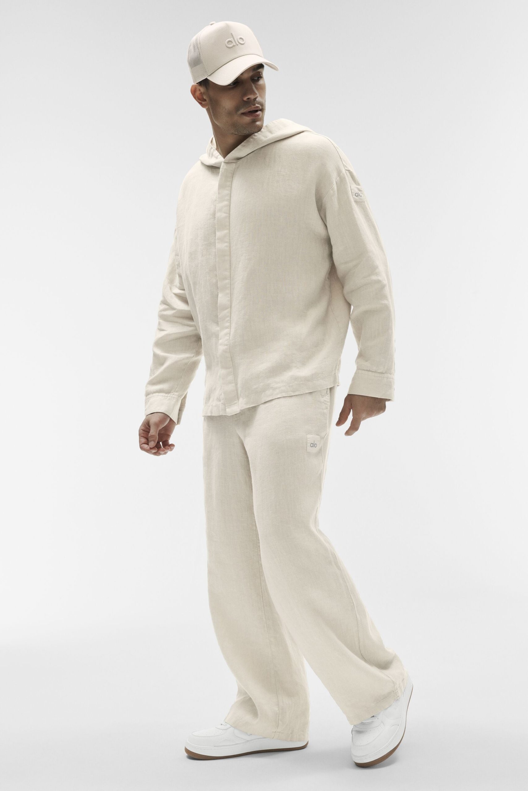 Linen Days Button Up Hoodie - Bone - Image 5