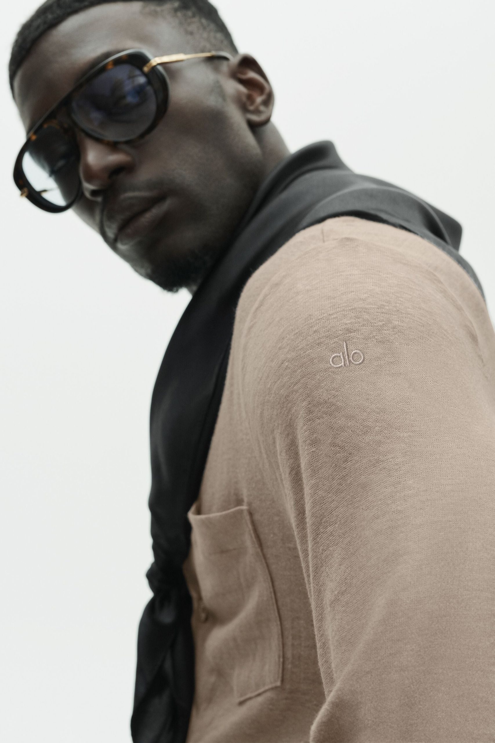 Linen Jersey Coastal Long Sleeve Button Up - Gravel - Image 3