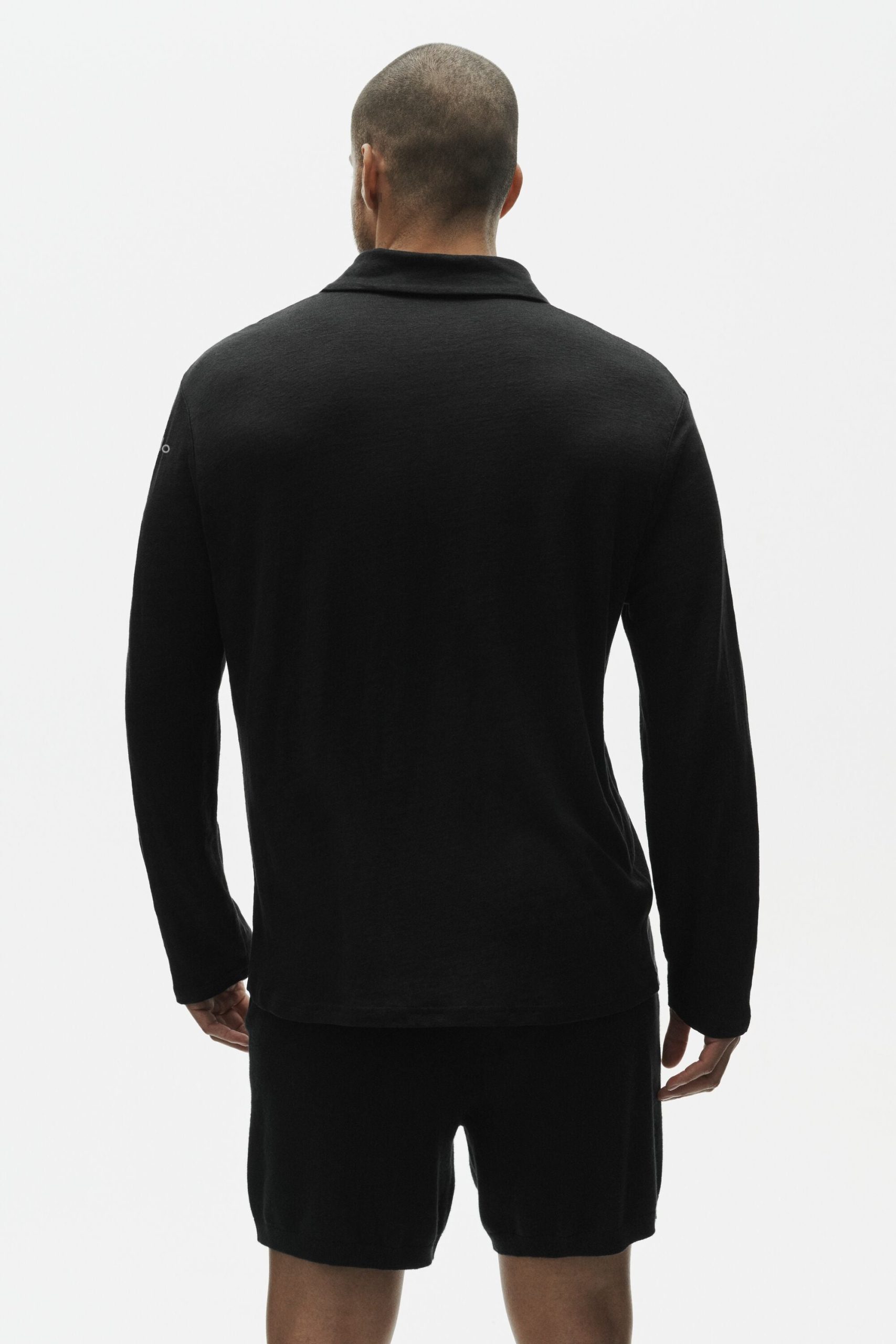 Linen Jersey Coastal Long Sleeve Pullover - Black - Image 2