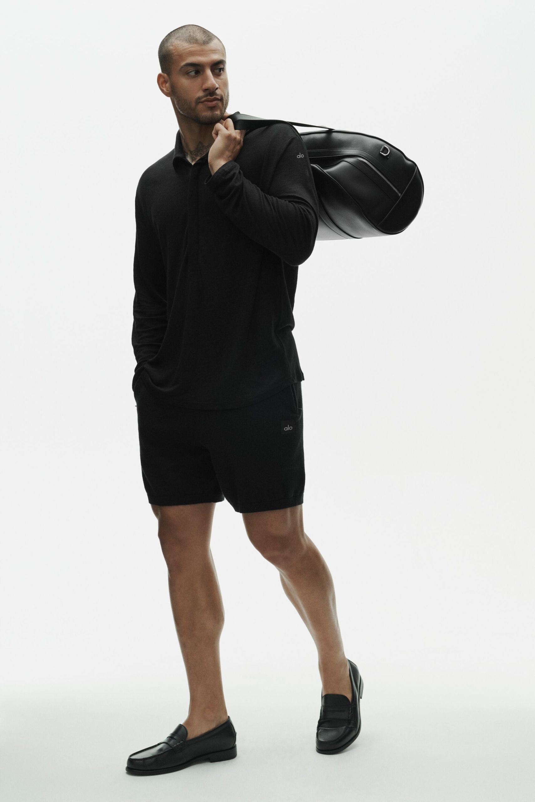 Linen Jersey Coastal Long Sleeve Pullover - Black - Image 4