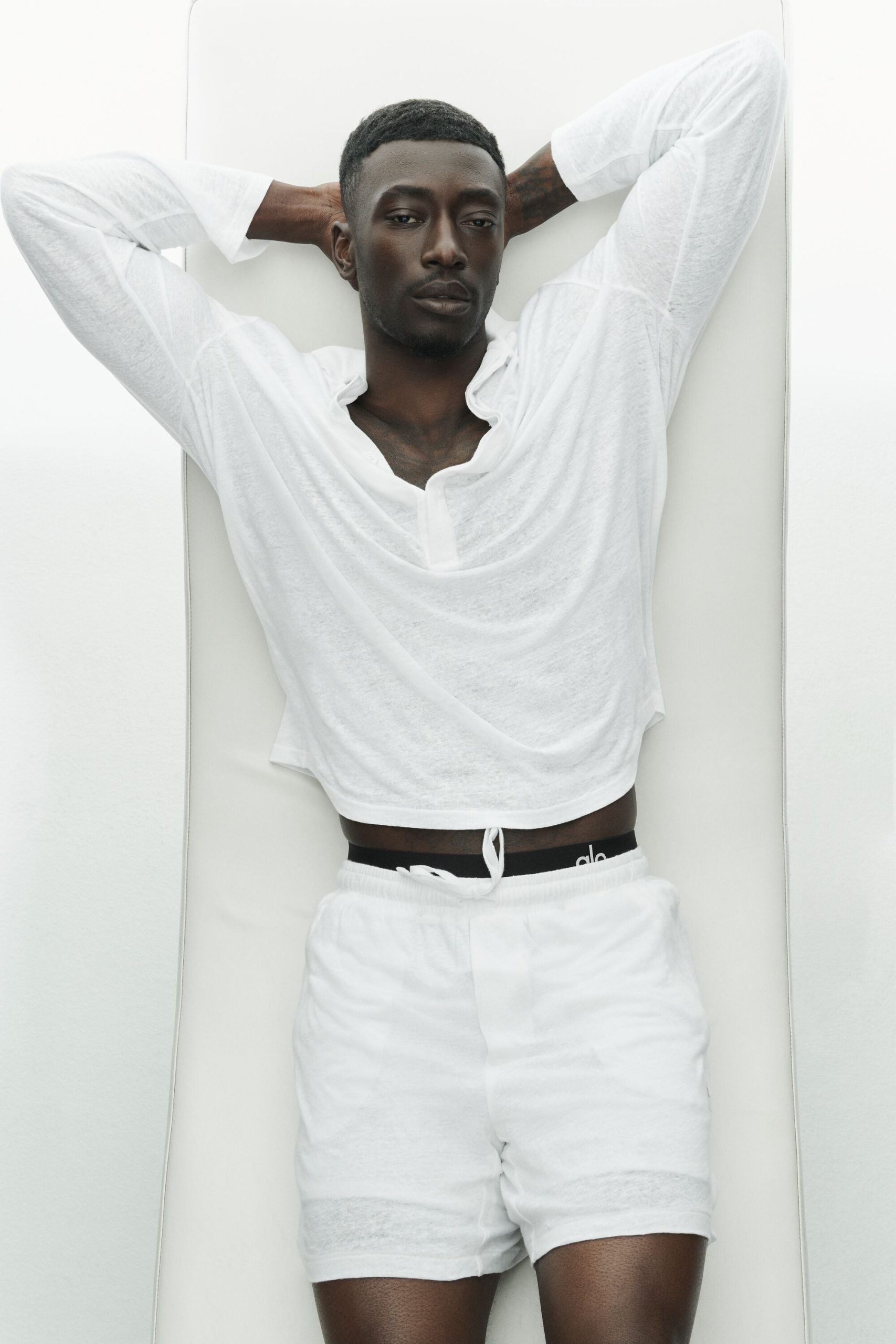 Linen Jersey Coastal Long Sleeve Pullover - White - Image 5