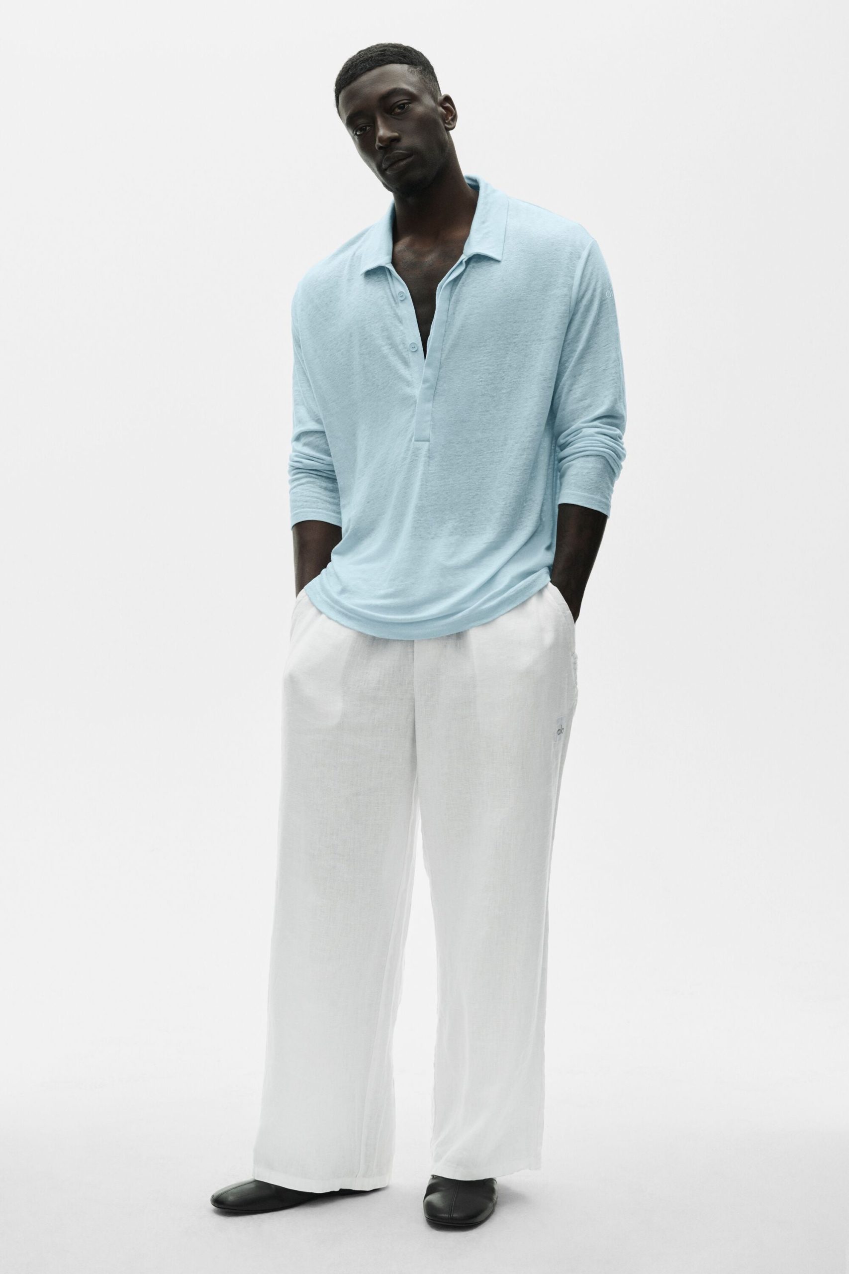 Linen Jersey Coastal Long Sleeve Pullover - Seaside Blue - Image 5