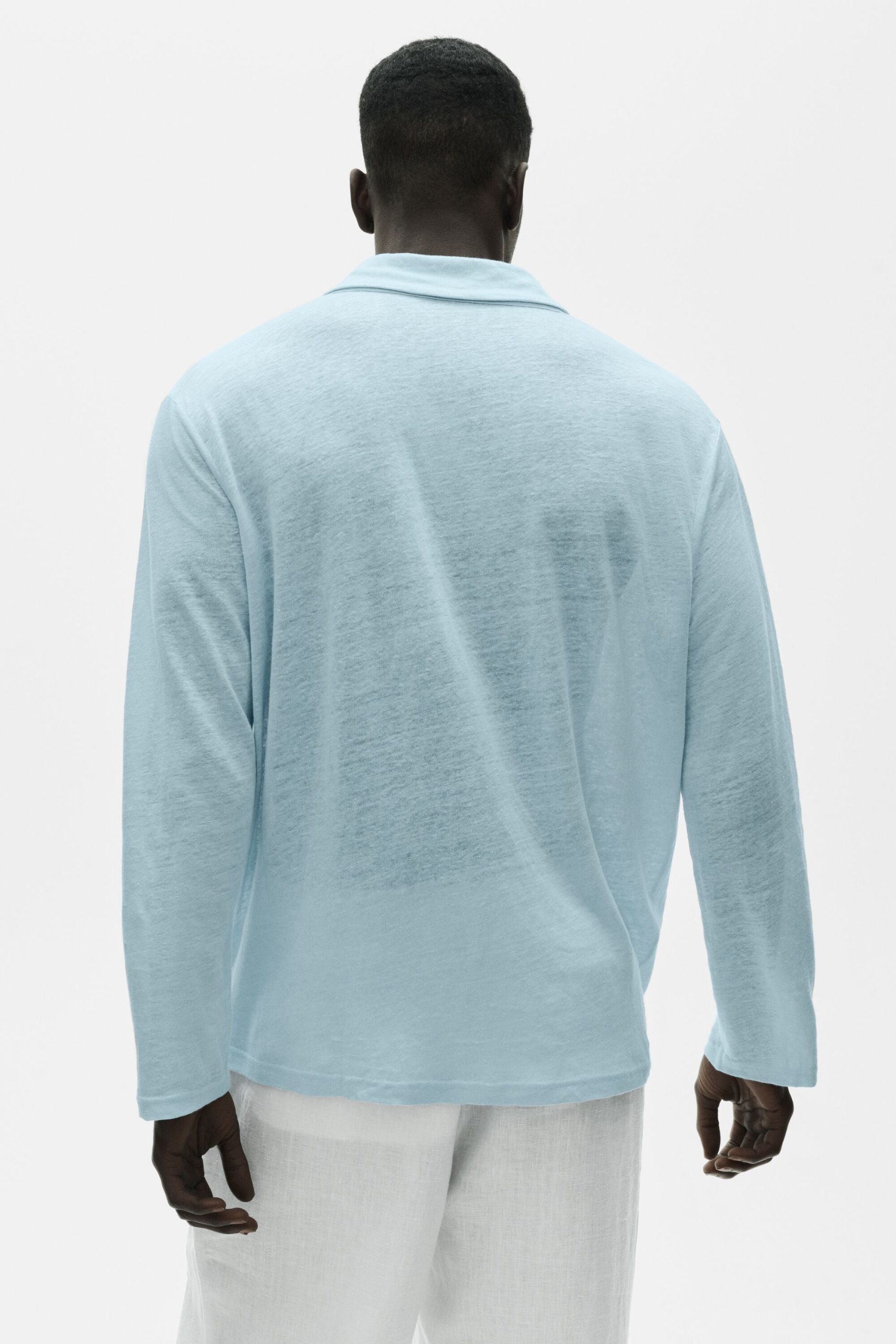 Linen Jersey Coastal Long Sleeve Pullover - Seaside Blue - Image 4