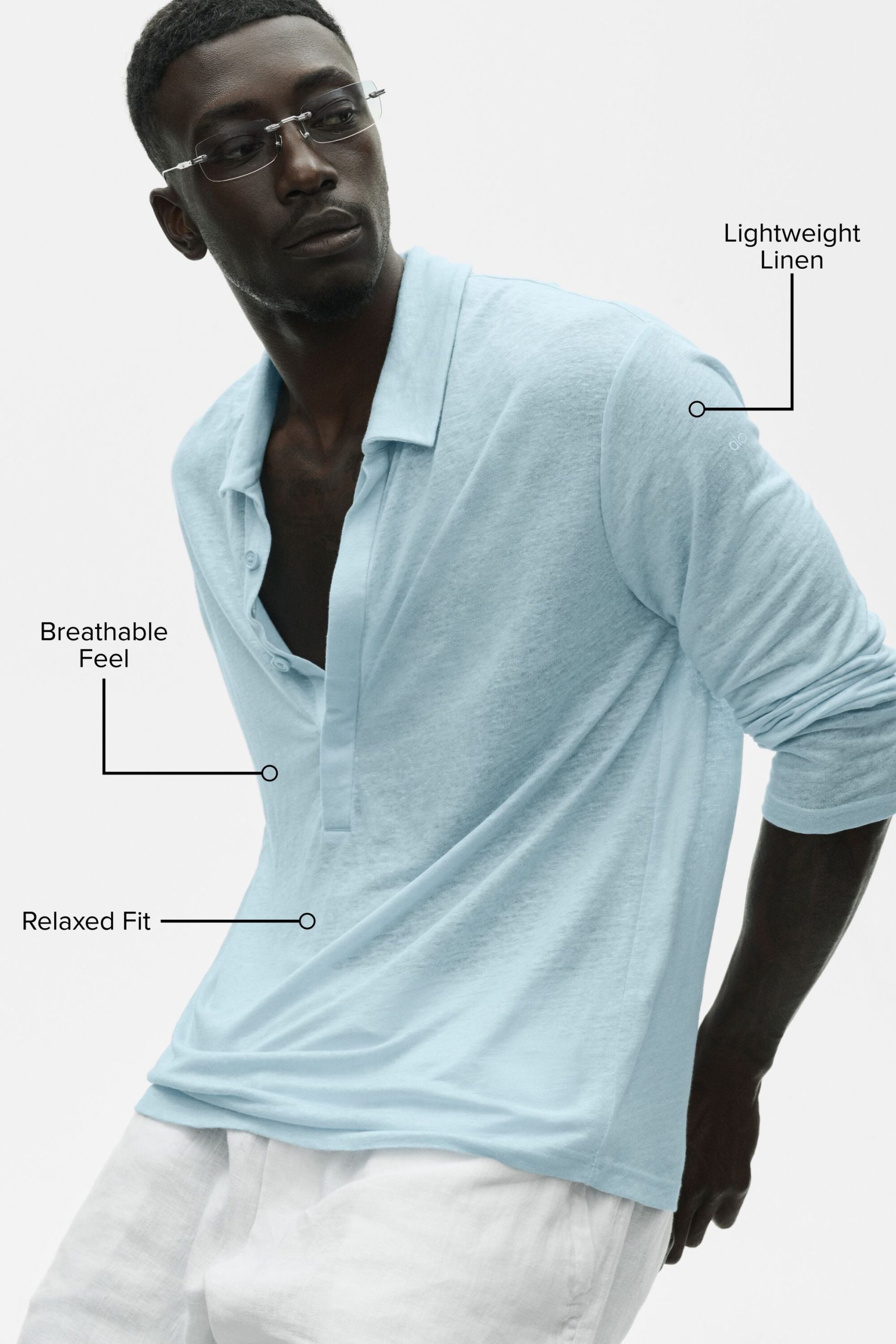 Linen Jersey Coastal Long Sleeve Pullover - Seaside Blue - Image 2
