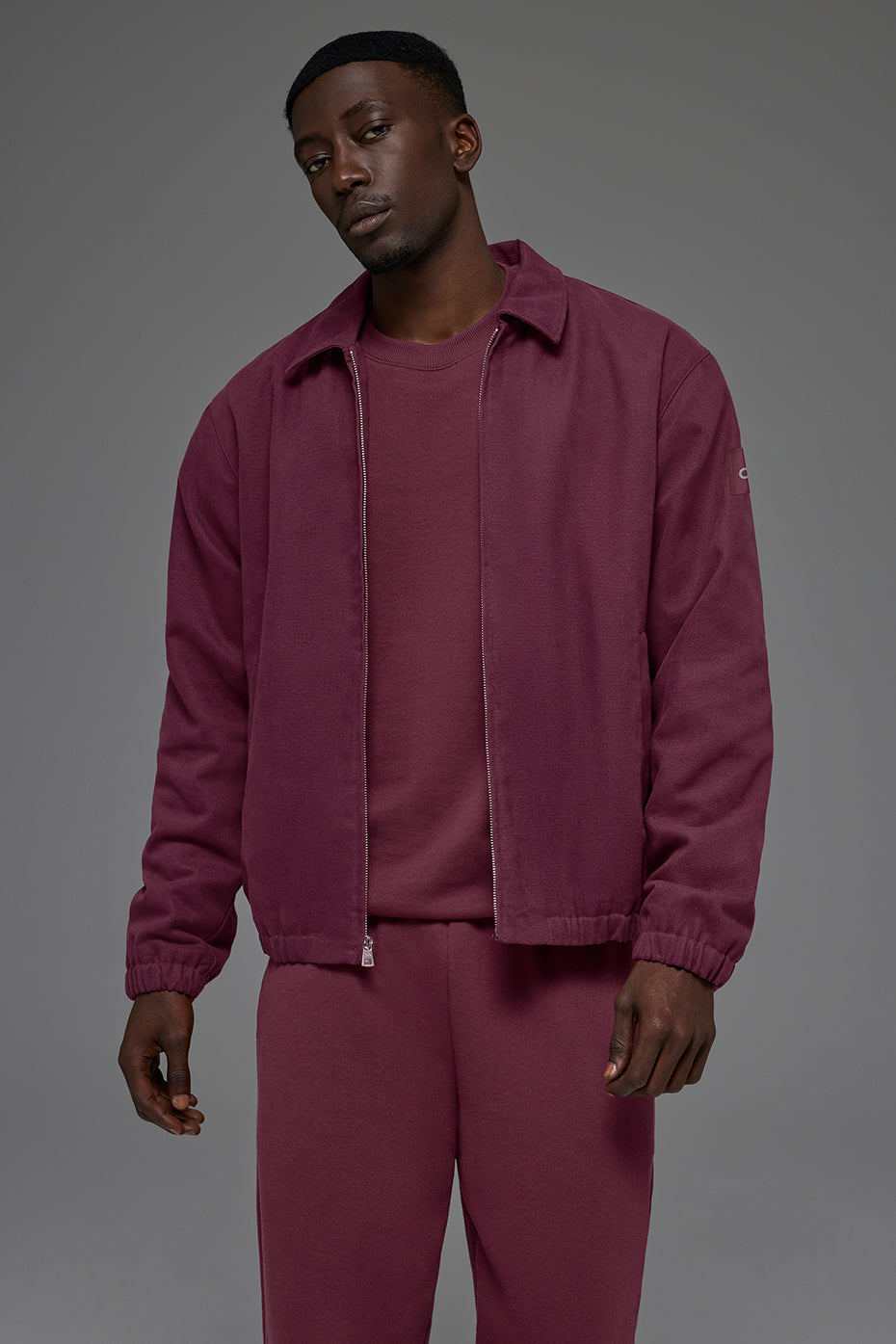 Cotton Canvas Coaches Jacket - Burgundy - Image 3