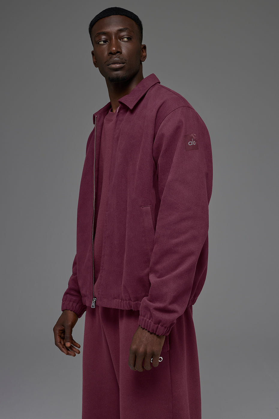 Cotton Canvas Coaches Jacket - Burgundy - Image 5