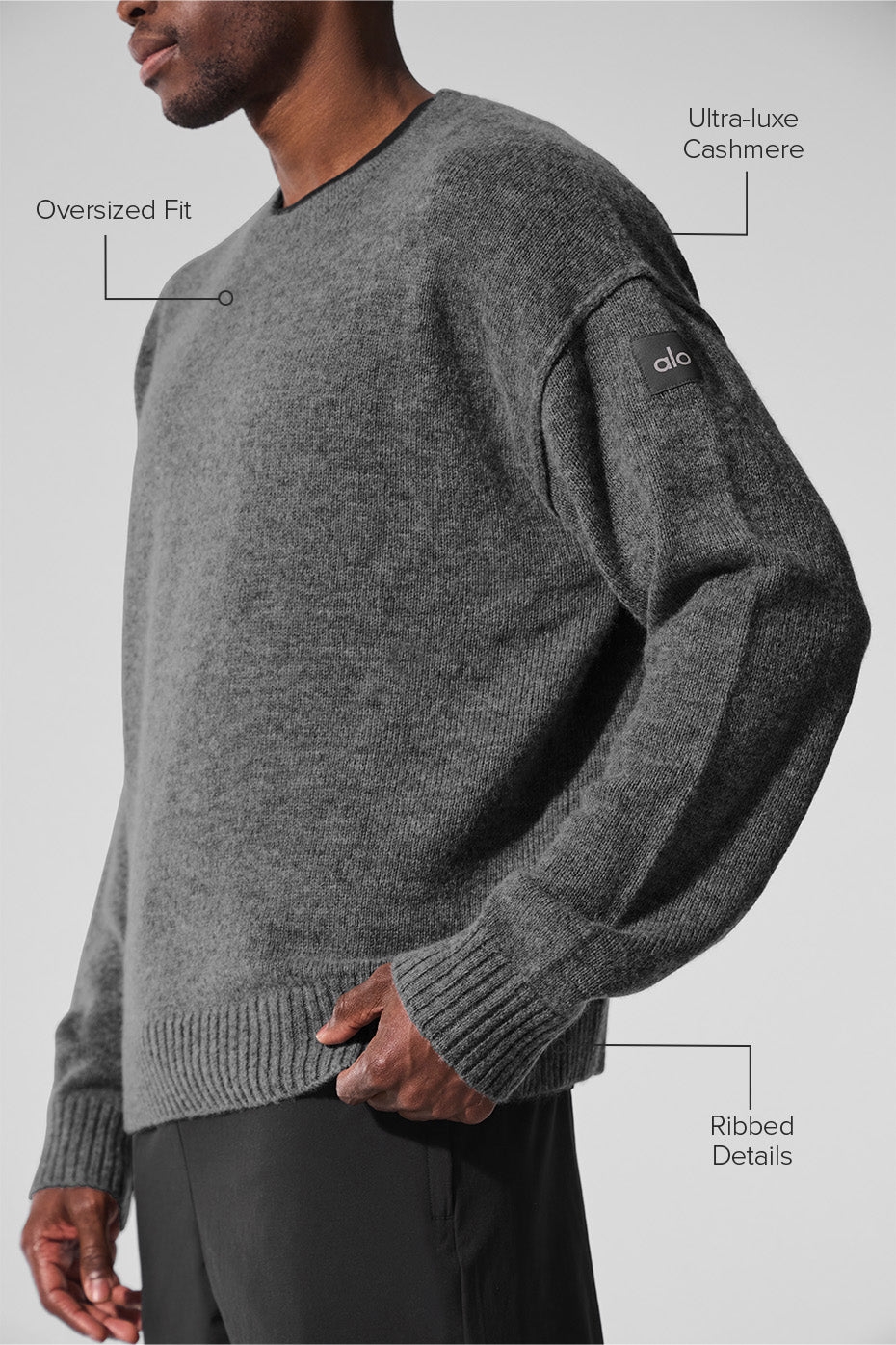 Unisex Wool Cashmere New Class Crewneck Sweater - Platinum Grey - Image 2