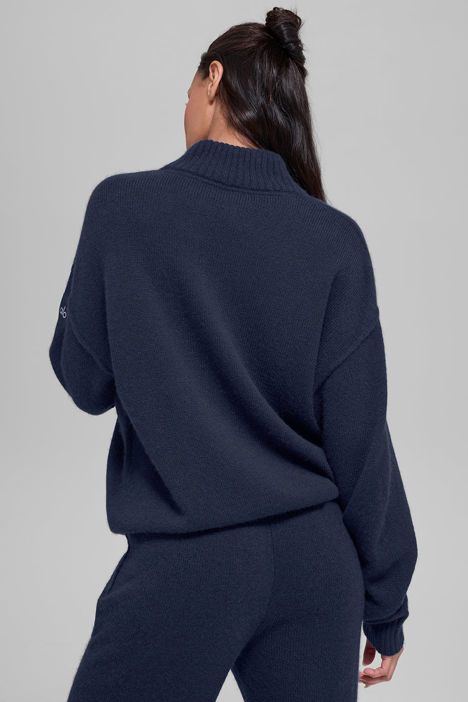 Wool Cashmere New Class 1/4 Zip Pullover - Navy - Image 3