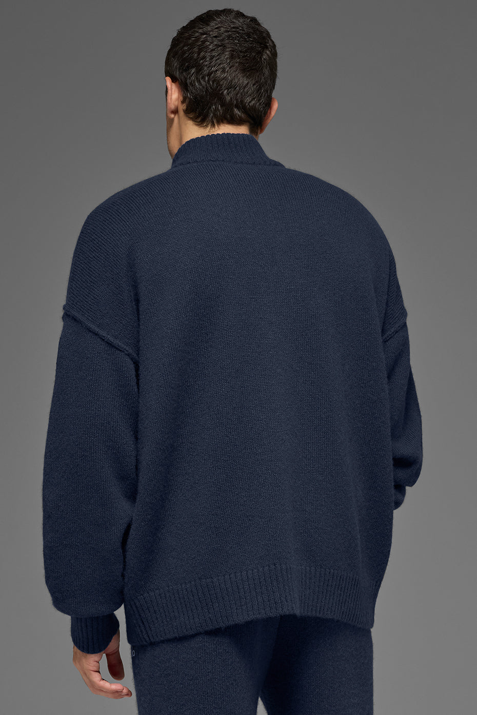 Wool Cashmere New Class 1/4 Zip Pullover - Navy - Image 3