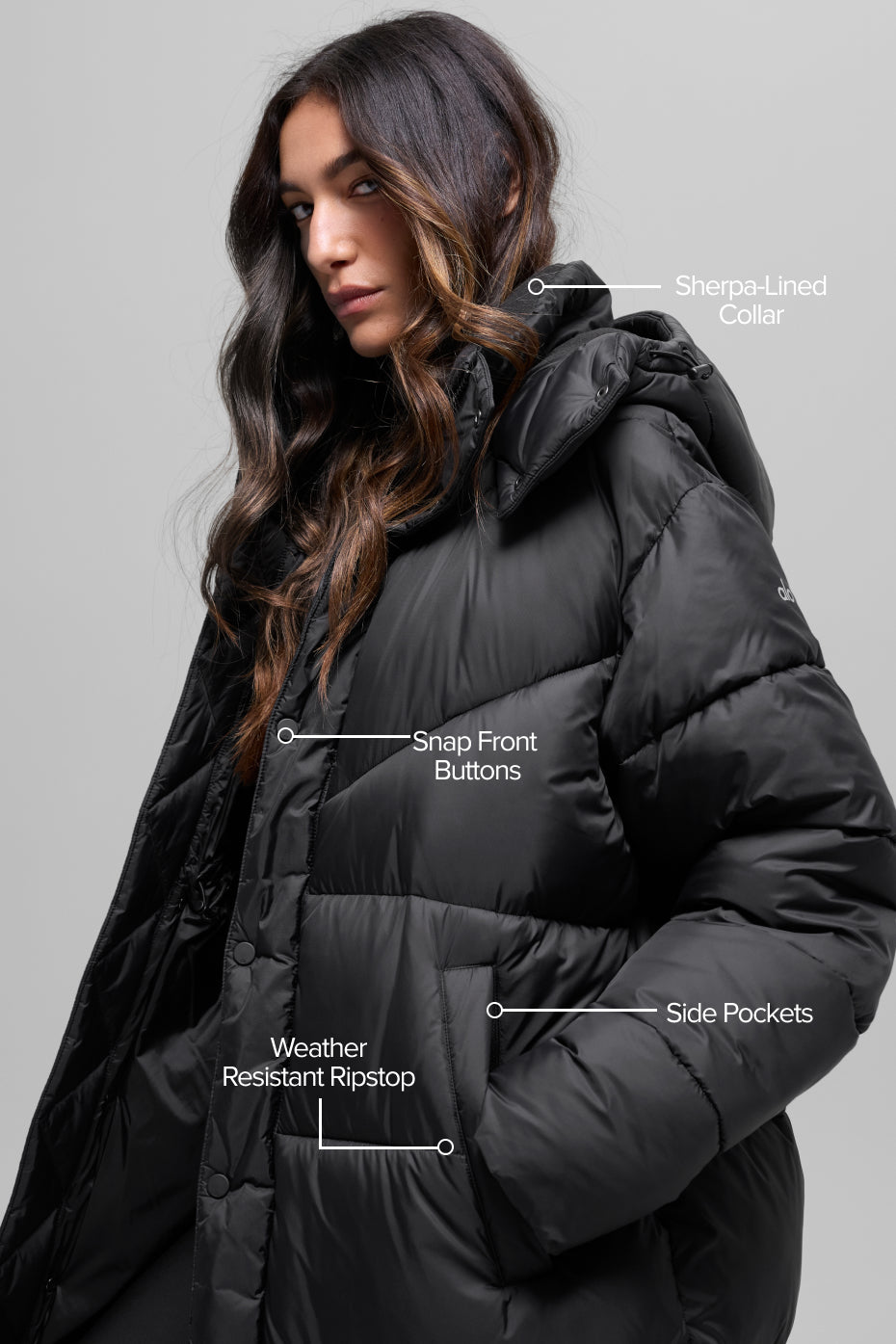 Gold Rush Puffer Trench - Black - Image 2