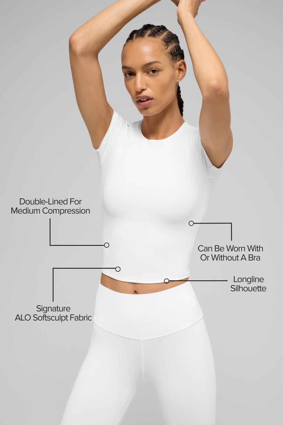 ALO Softsculpt Precision Short Sleeve Top - White - Image 2