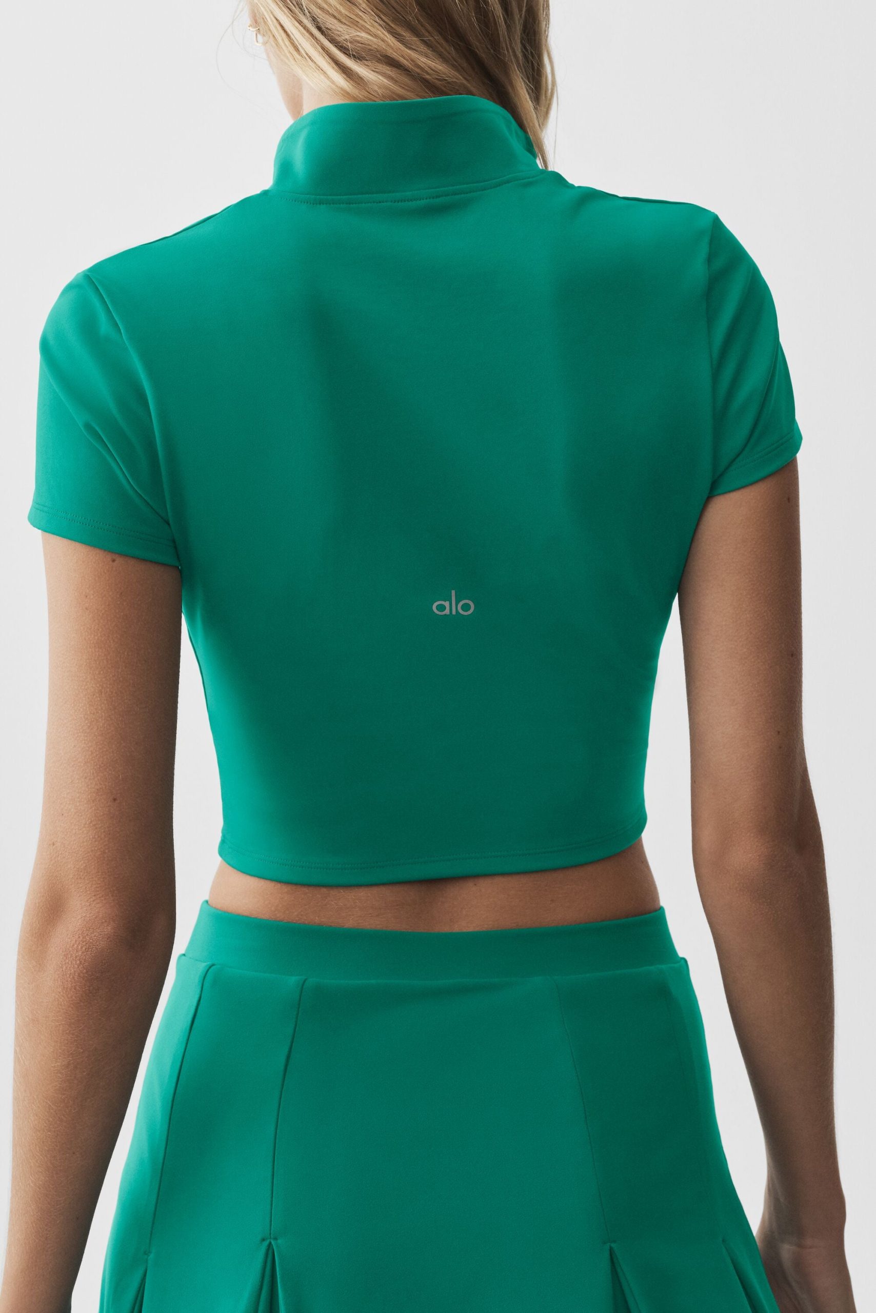 ALO Softsculpt Full Zip Short Sleeve - Emerald Isle - Image 4