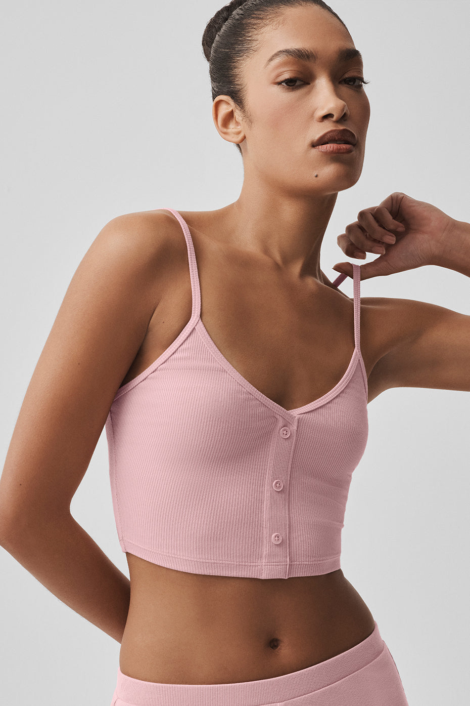 Ribbed Delicate Lounge Tank - Vintage Pink - Image 2