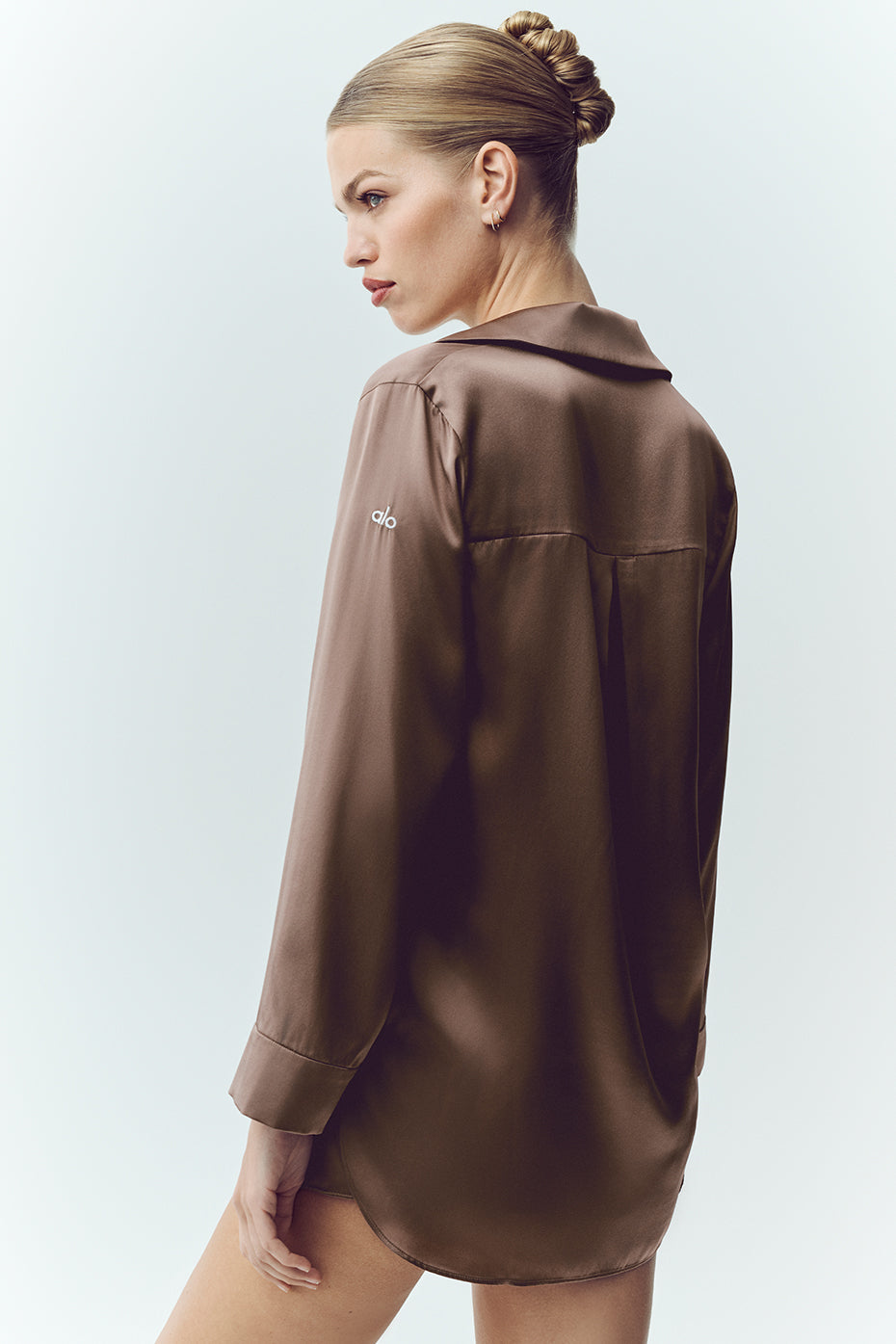 Silk Luminous Button Up - Alpine Cocoa - Image 3