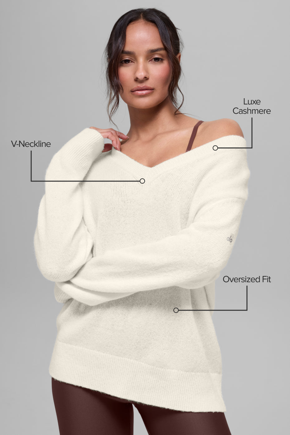 Wool Cashmere New Class Oversized V-Neck Sweater - Ivory - Image 2
