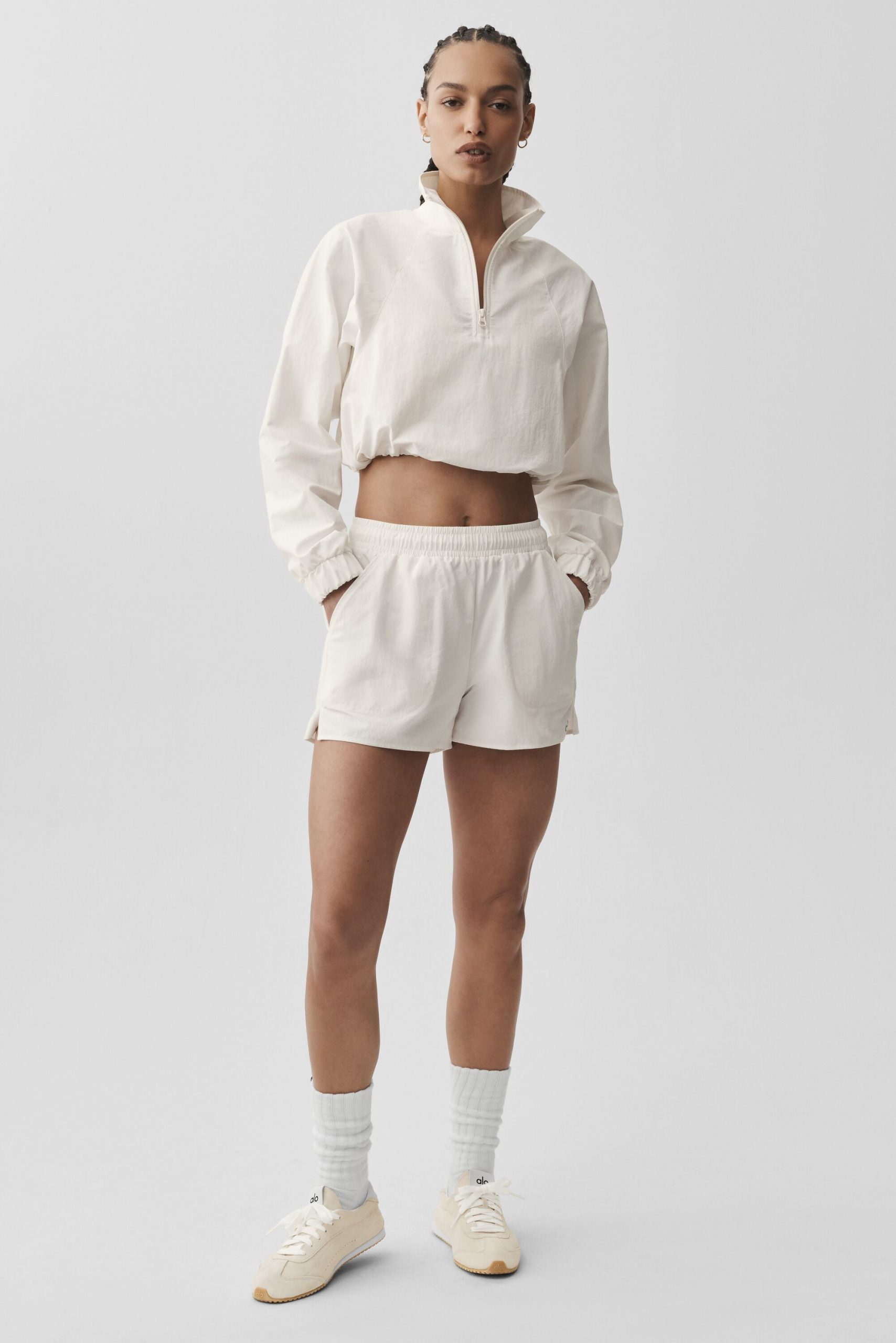 Cropped 1/4 Zip Alumni Pullover - Ivory - Image 5
