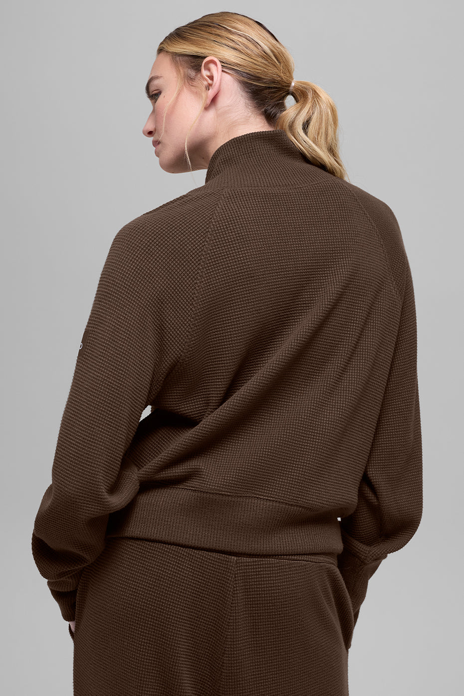 Waffle Weekend Escape Mock Neck Long Sleeve - Espresso - Image 3