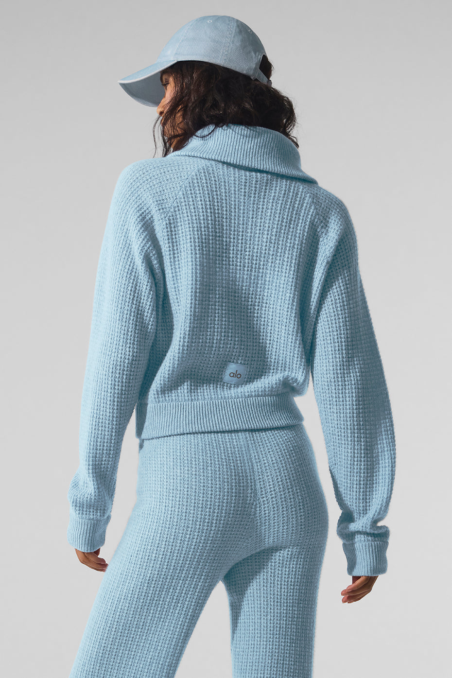 Cashmere Plush Waffle 1/4 Zip Pullover - Celestial Blue Heather - Image 4
