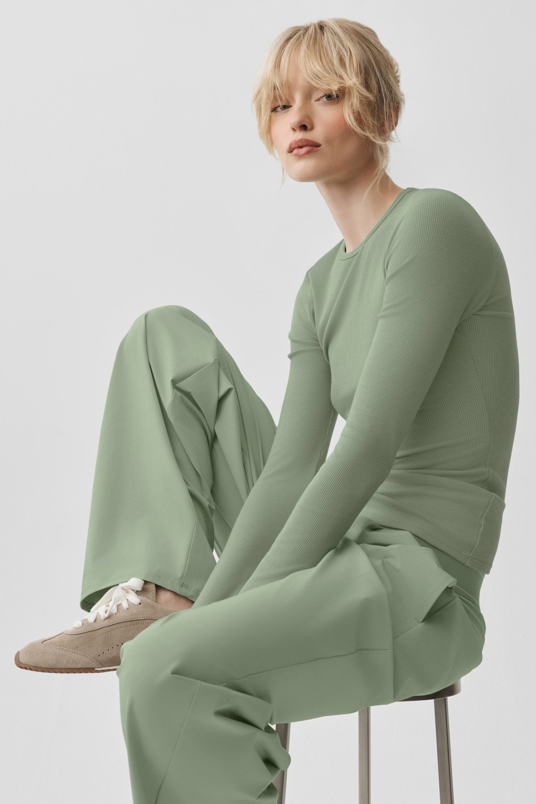 Ribbed Modal Long Sleeve - Dune Grass - Image 3