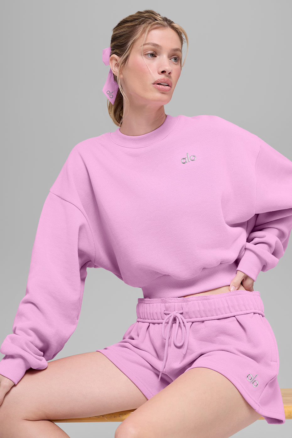 Cropped Accolade Crewneck - Candy Heart Pink - Image 4