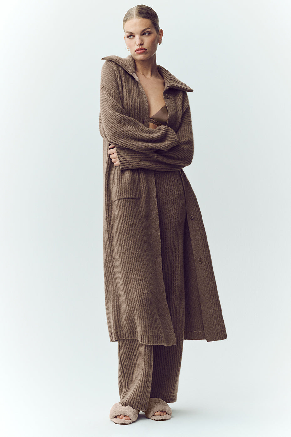 Cashmere Northstar Long Cardigan - Alpine Cocoa Heather - Image 3