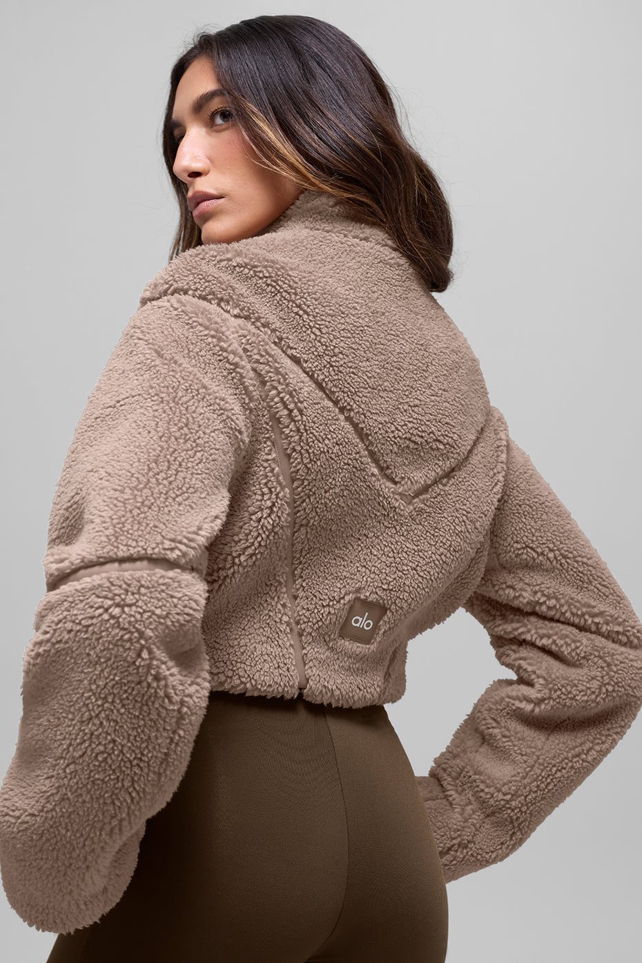Sherpa Cropped Slope Side Jacket - Chai Latte - Image 2