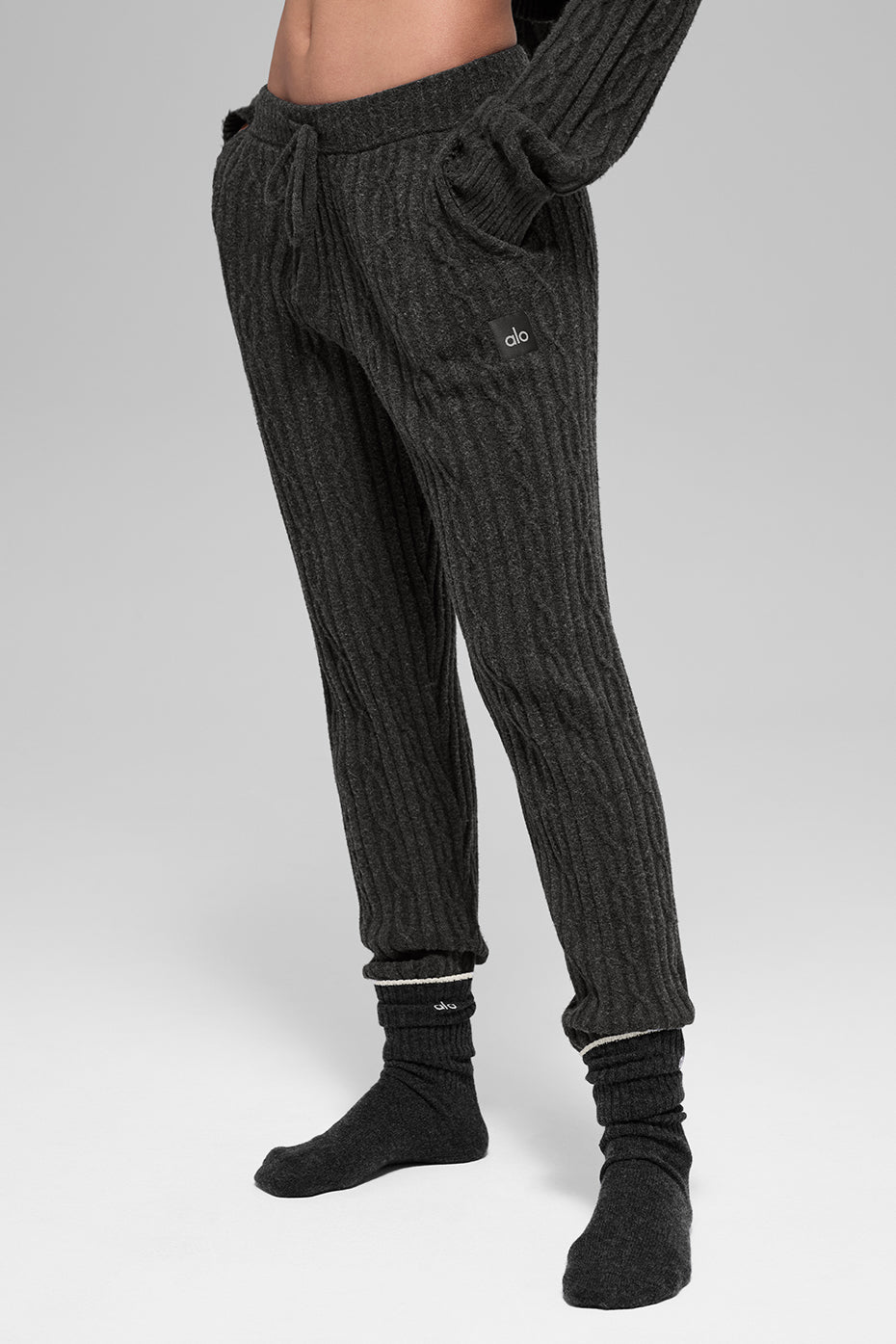 Cable Knit Winter Bliss Pant - Dark Heather Grey - Image 3