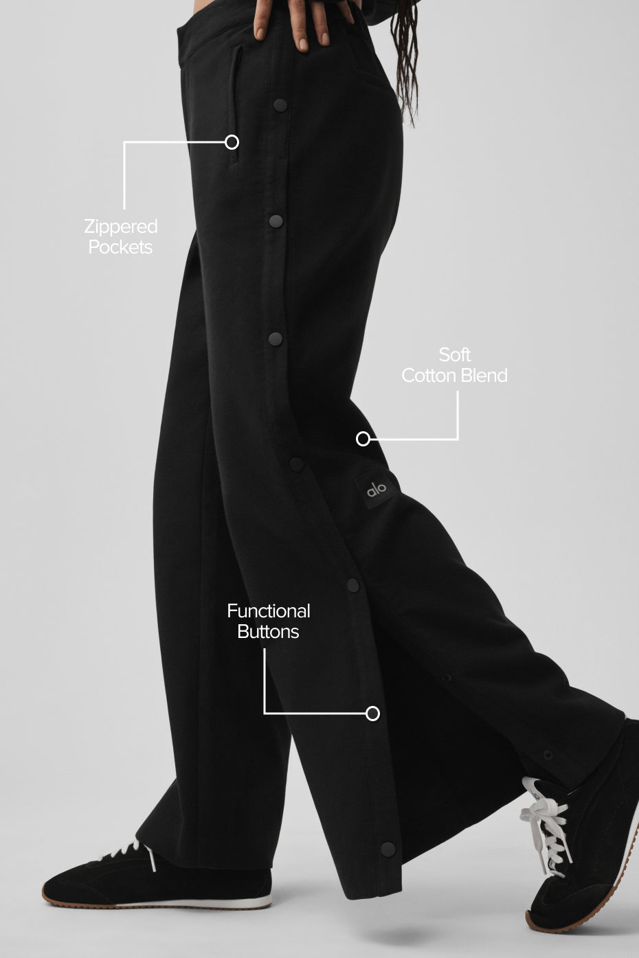 Mid-Rise Cosmopolitan Snap Pant - Black - Image 2