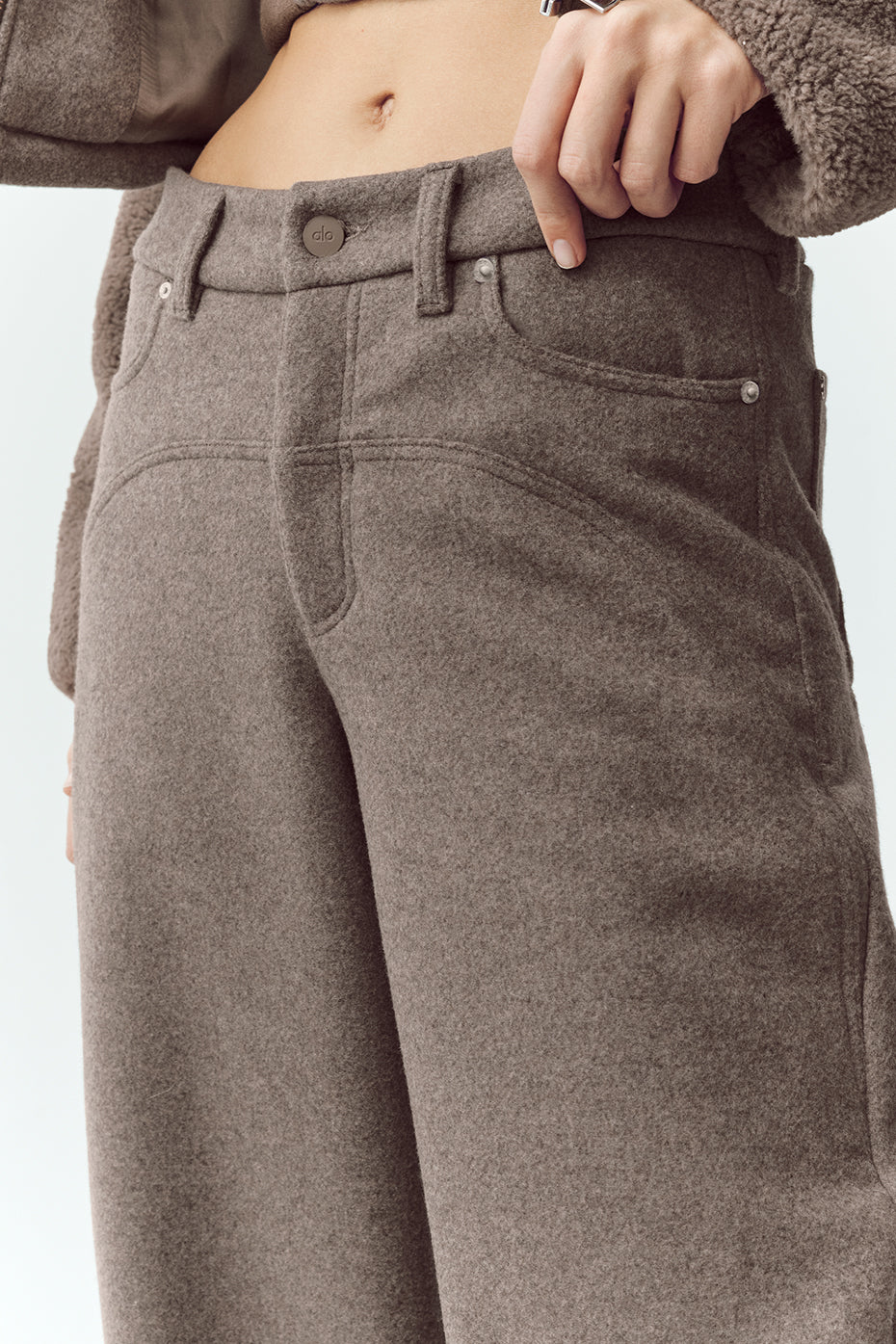 Wool Blend Nightcap Wide Leg Pant - Alpine Cocoa Heather - Image 2