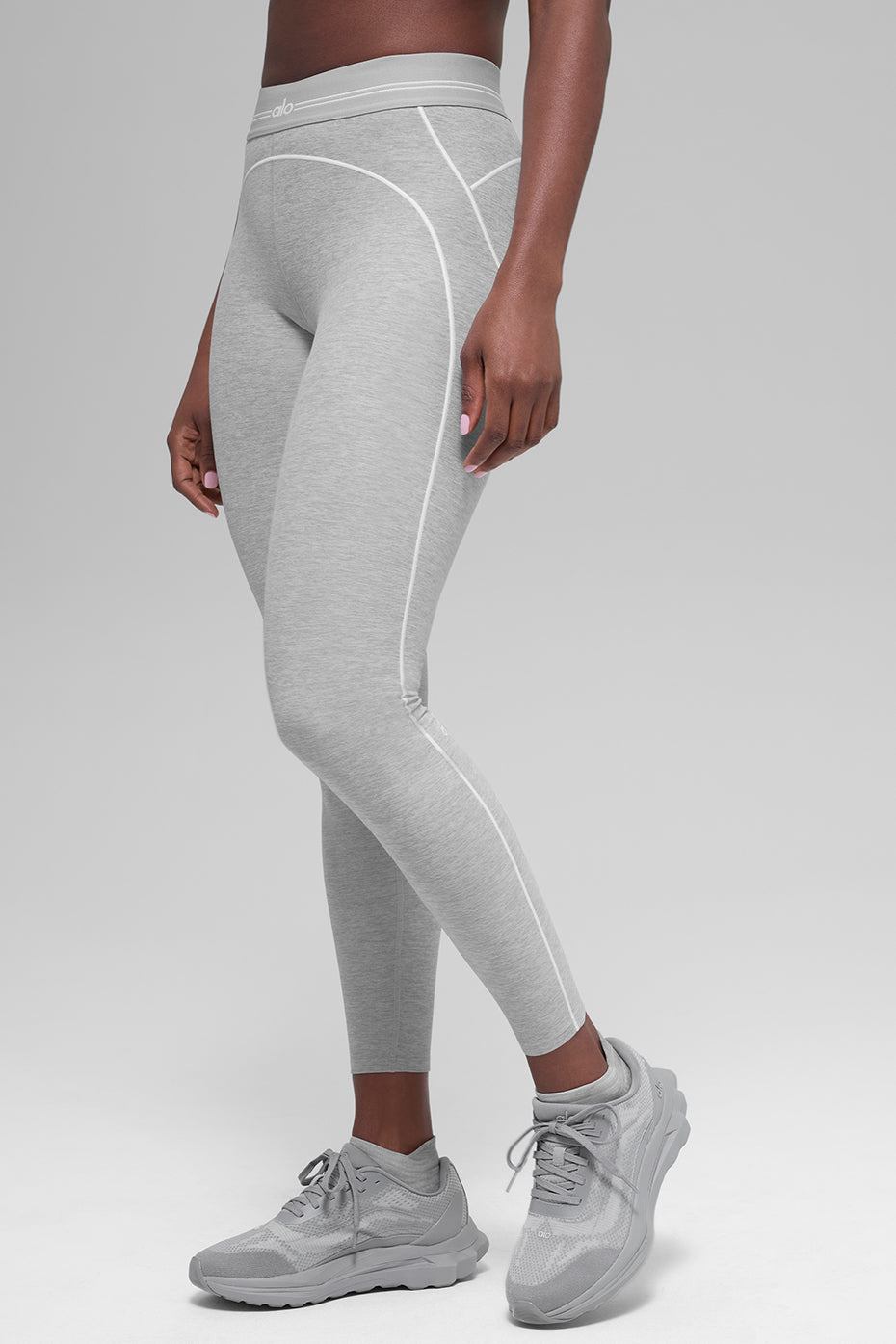 7/8 High-Waist Alosoft Heart Throb Legging - Athletic Heather Grey/White - Image 5