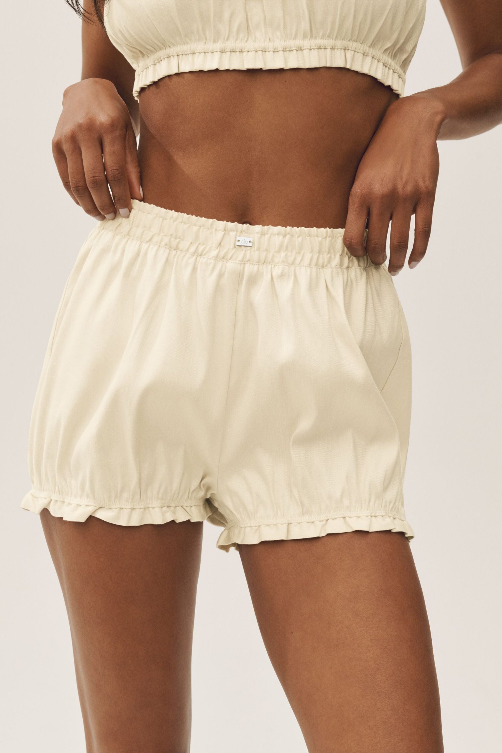 Linen Blend Riviera Bloomer Short - Sandy Beige - Image 4
