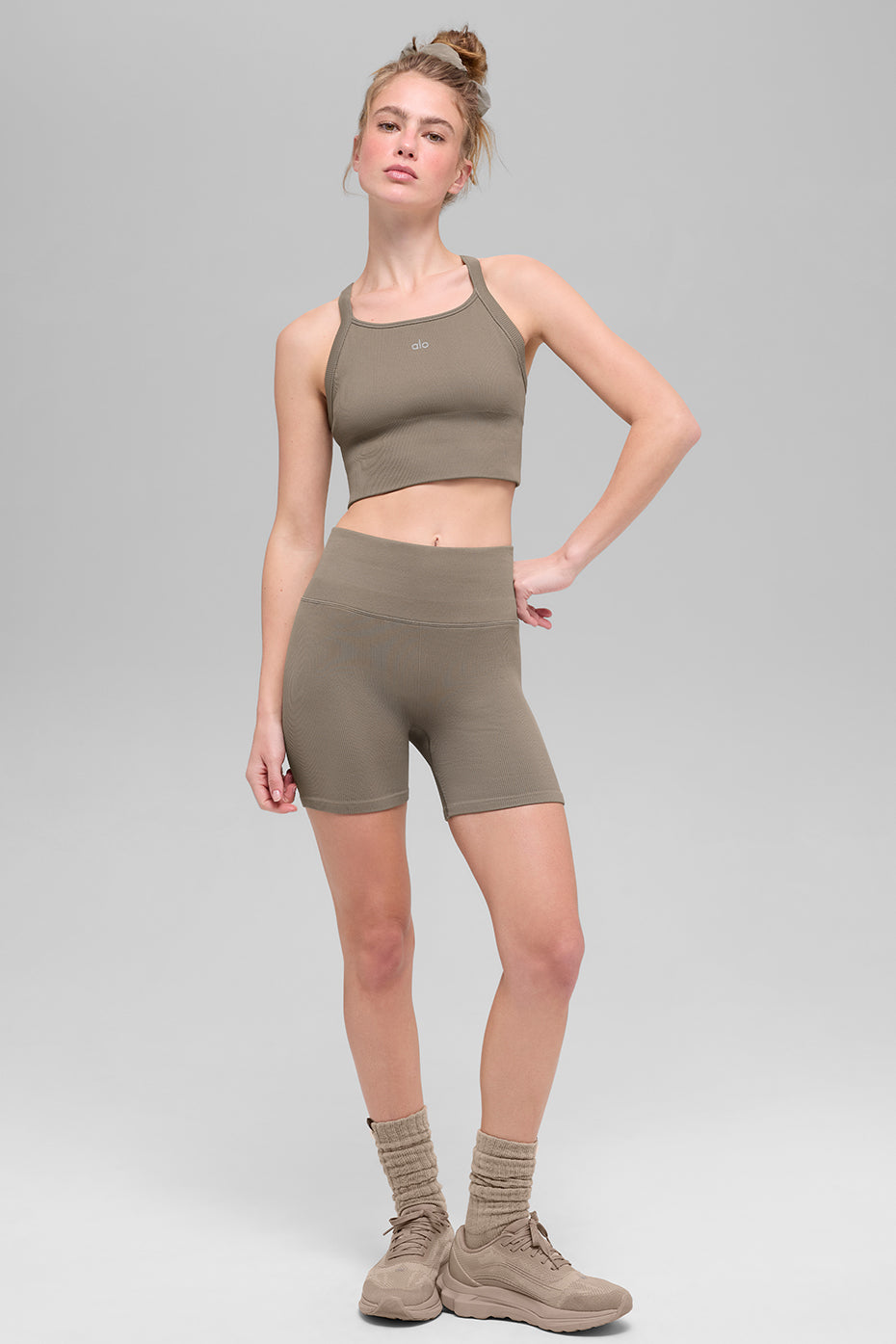 Seamless Ribbed Favorite Bra Tank - Light Cocoa - Image 4