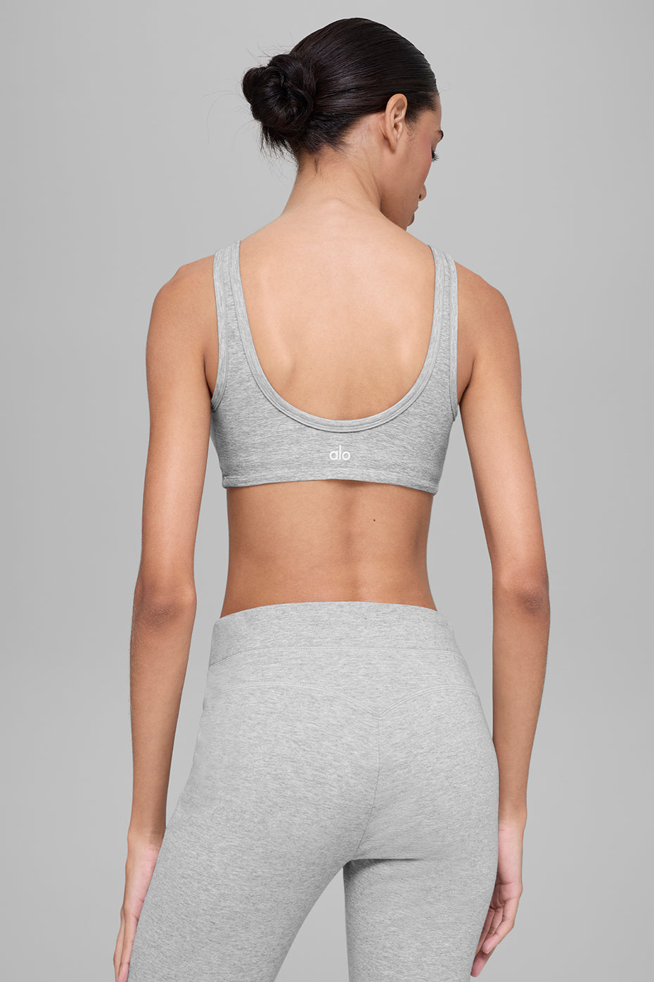 Alosoft Center Stage Bra - Athletic Heather Grey - Image 4