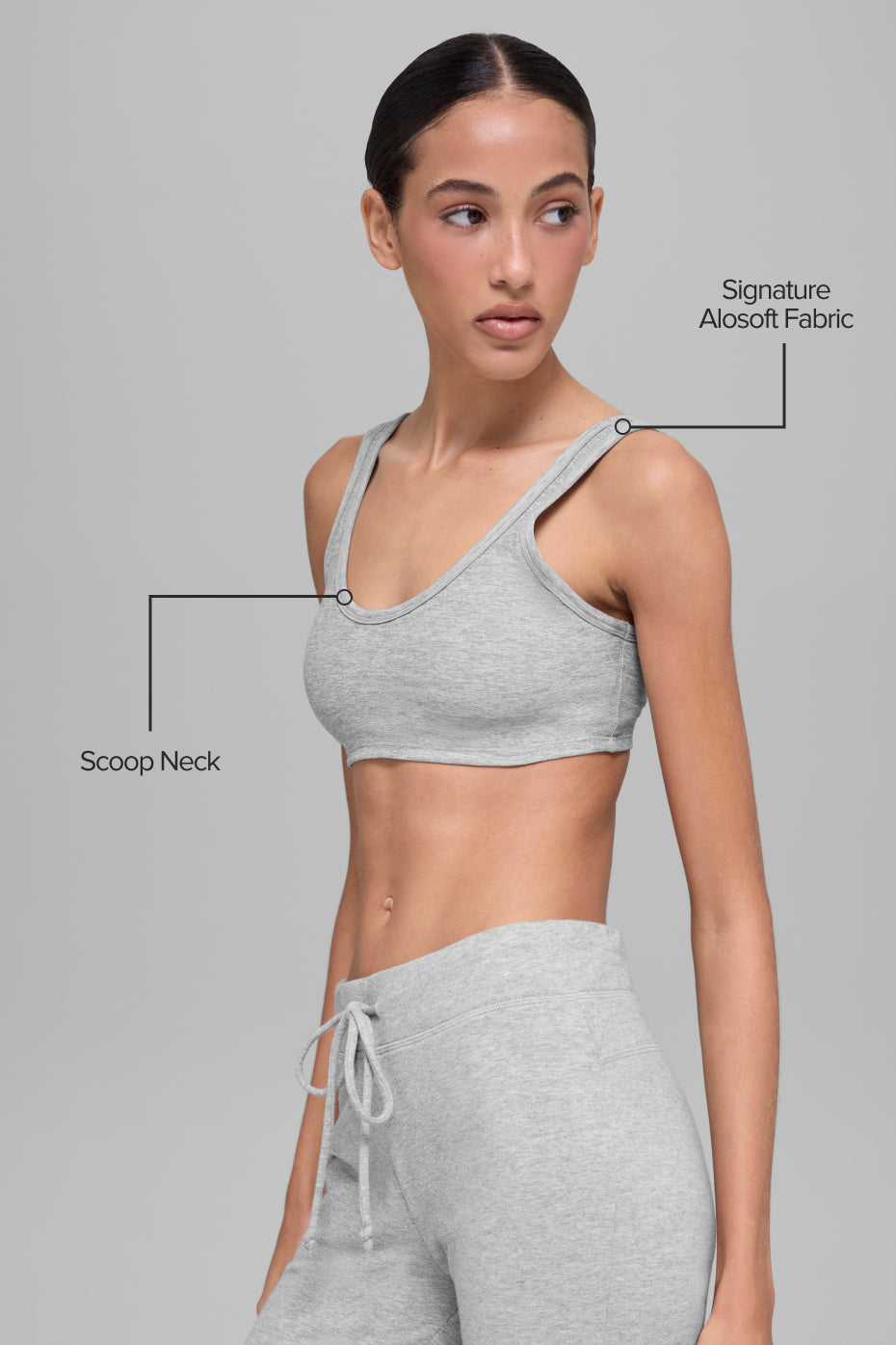 Alosoft Center Stage Bra - Athletic Heather Grey - Image 2