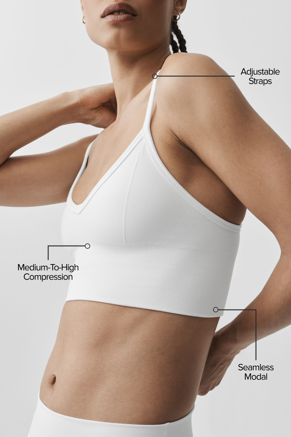 Seamless Modal Ribbed Delight Bralette - White - Image 2