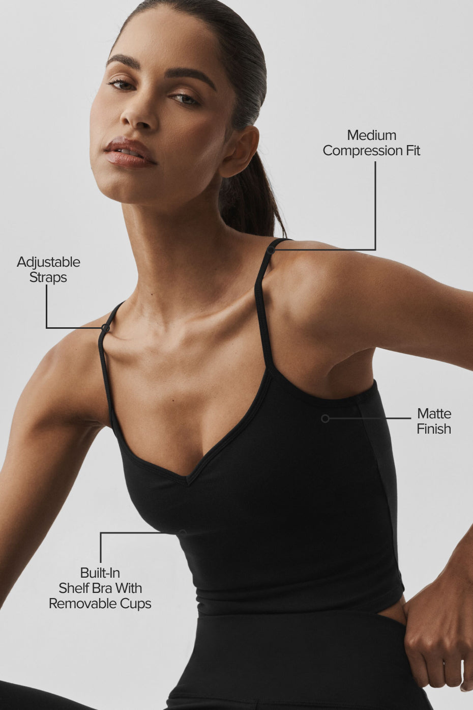 Airbrush Refined Bra Tank - Black - Image 2