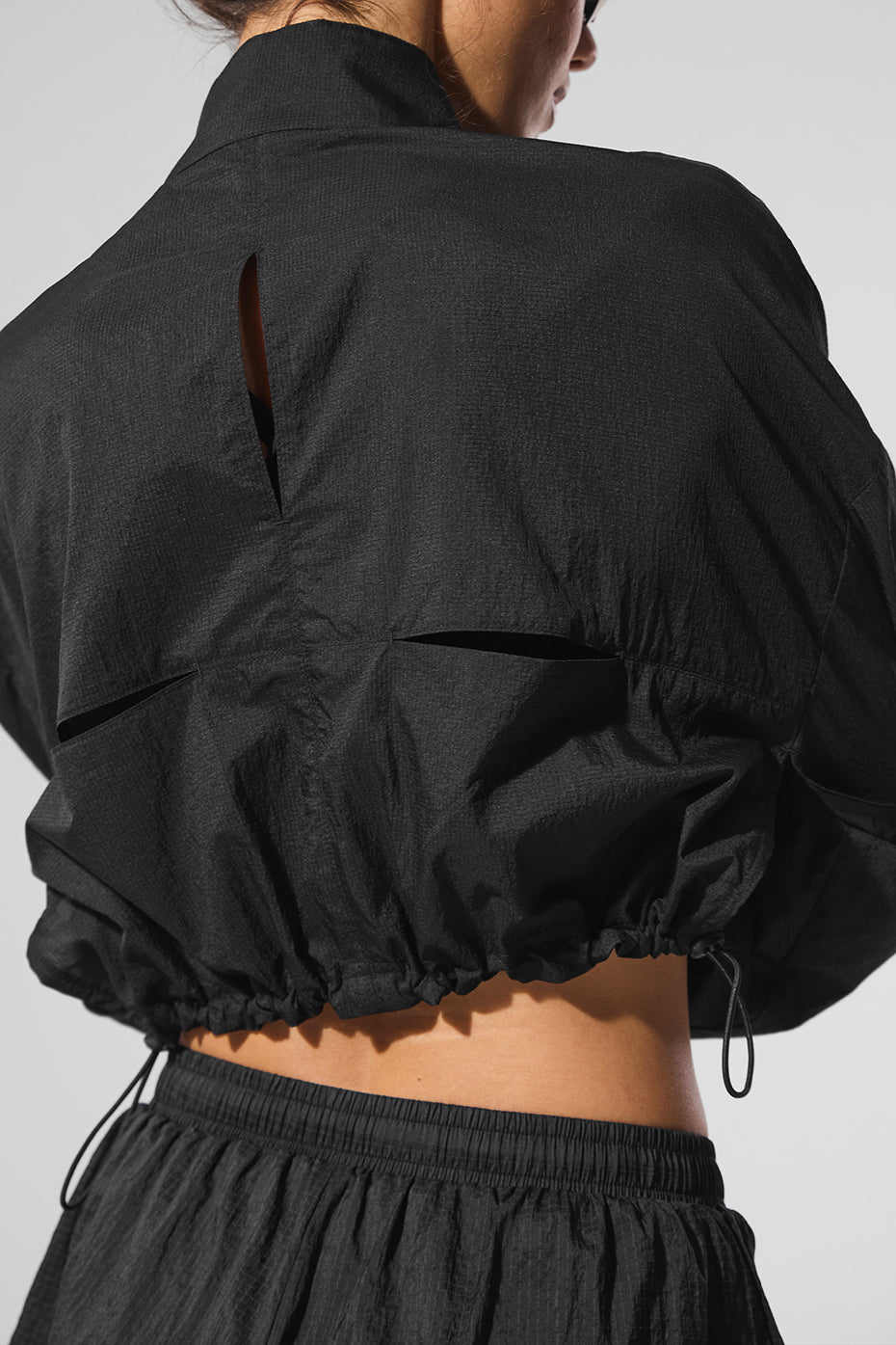 Cropped 1/4 Zip Aerial Pullover - Black - Image 3